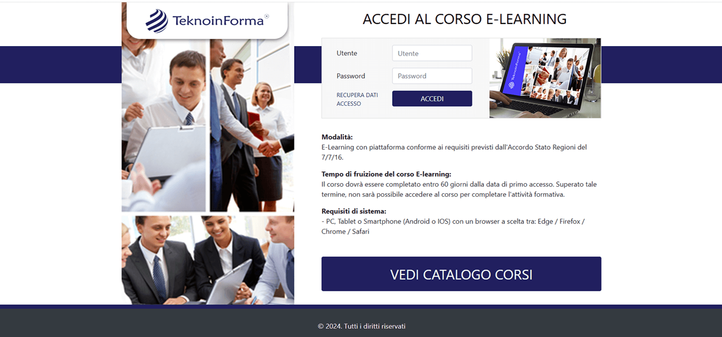 accesso piattaforma elearning TeknoinForma TeknoinForma